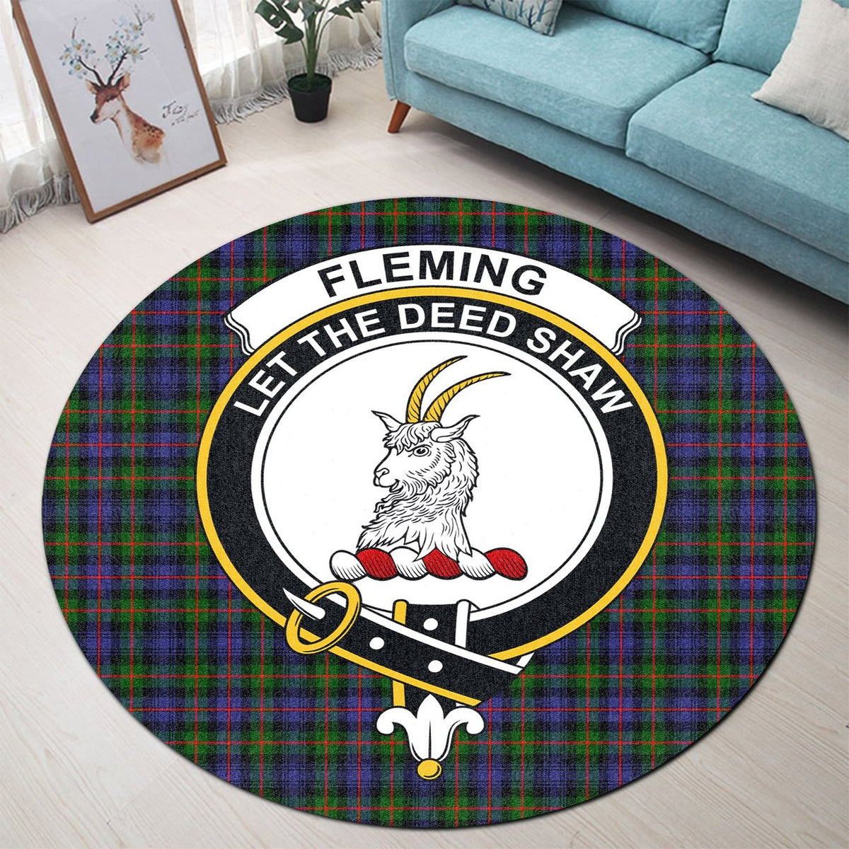 Fleming Tartan Crest Round Rug