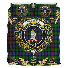 Fleming Tartan Crest Bedding Set - Golden Thistle Style