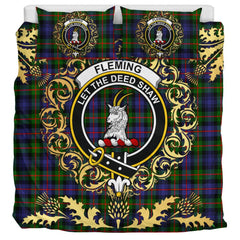 Fleming Tartan Crest Bedding Set - Golden Thistle Style