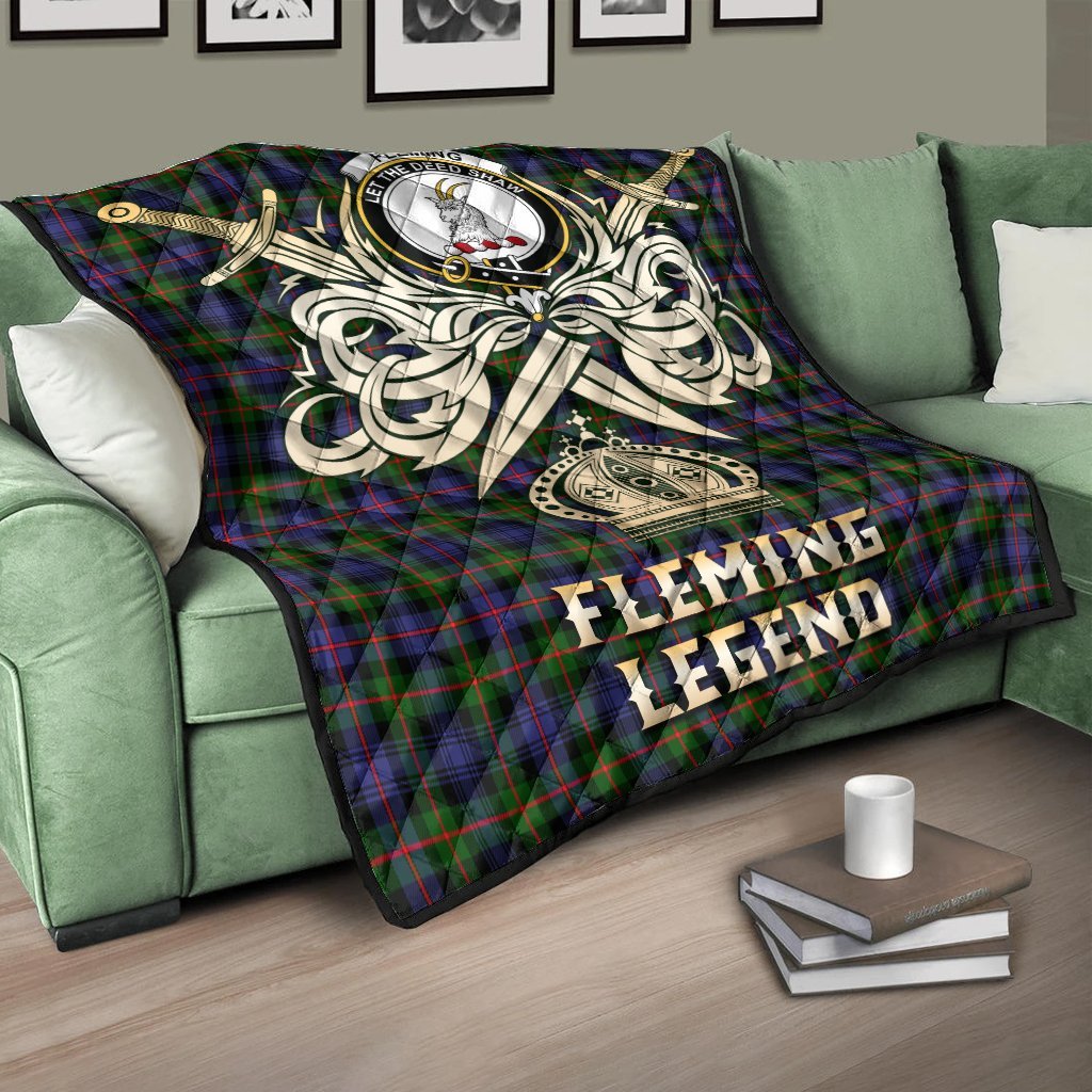 Fleming Tartan Crest Legend Gold Royal Premium Quilt