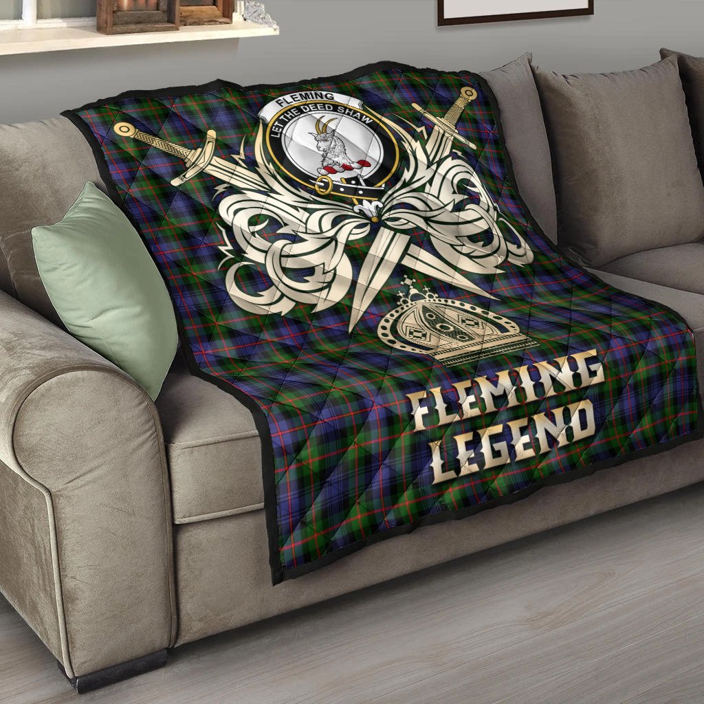Fleming Tartan Crest Legend Gold Royal Premium Quilt