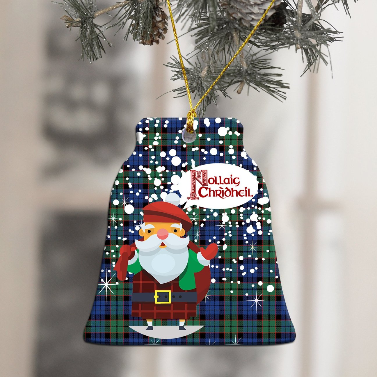 Fletcher Ancient Tartan Christmas Ceramic Ornament - Santa Style