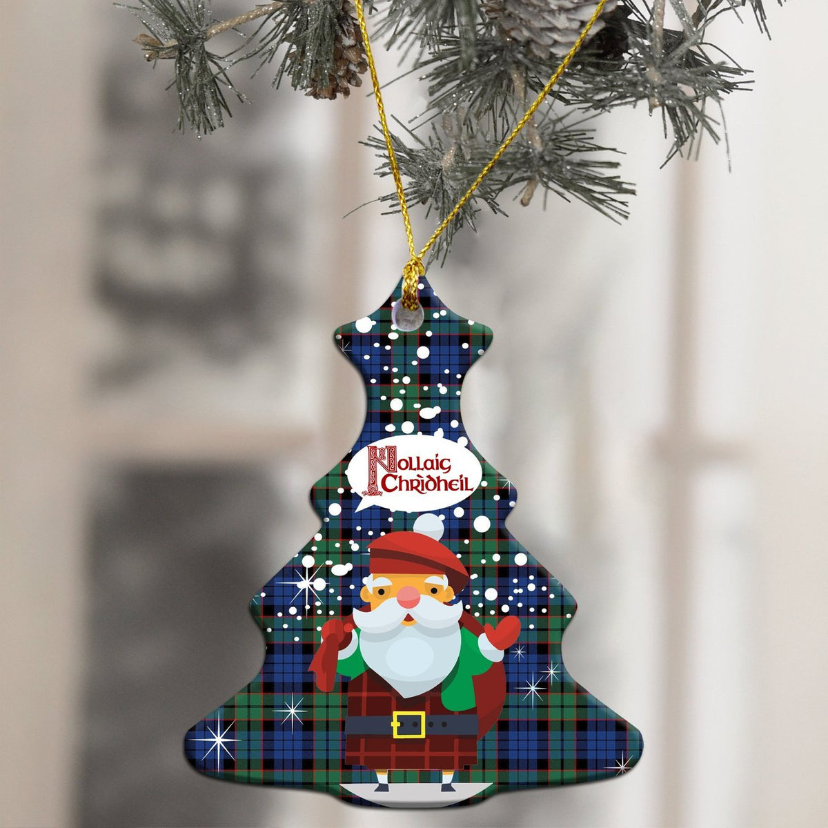 Fletcher Ancient Tartan Christmas Ceramic Ornament - Santa Style