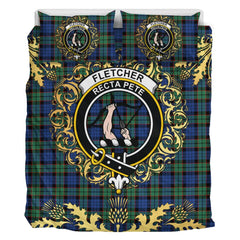 Fletcher Ancient Tartan Crest Bedding Set - Golden Thistle Style