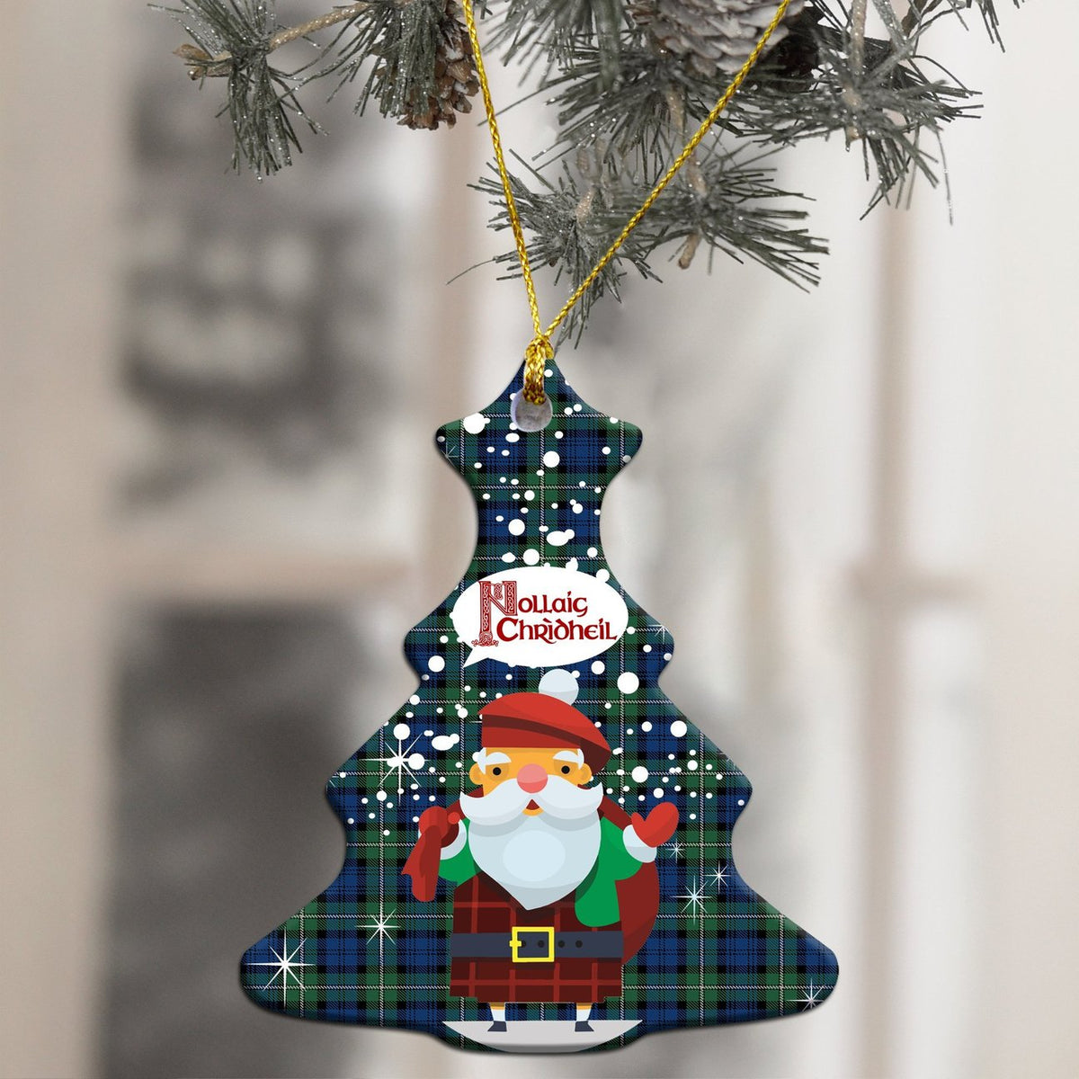 Forbes Ancient Tartan Christmas Ceramic Ornament - Santa Style