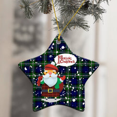 Forbes Modern Tartan Christmas Ceramic Ornament - Santa Style
