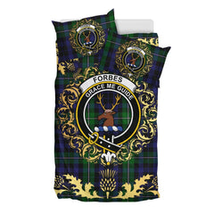Forbes Ancient 02 Tartan Crest Bedding Set - Golden Thistle Style