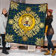 Forbes Ancient Tartan Crest Premium Quilt - Gold Thistle Style