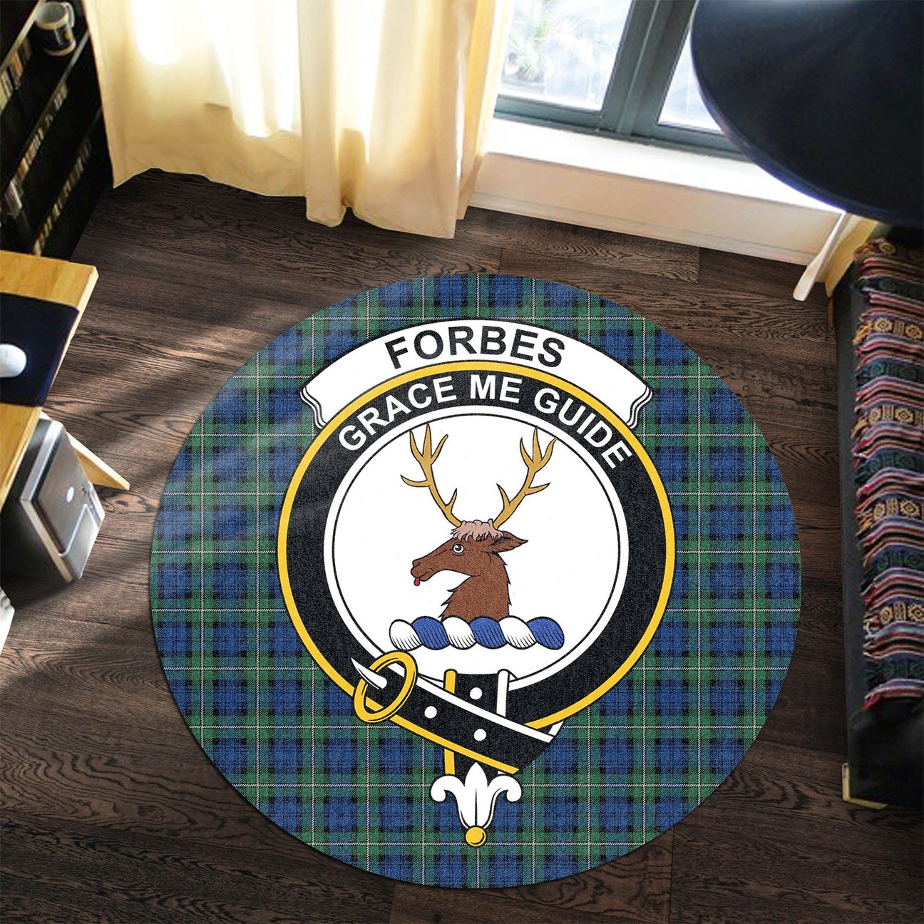 Forbes Ancient Tartan Crest Round Rug