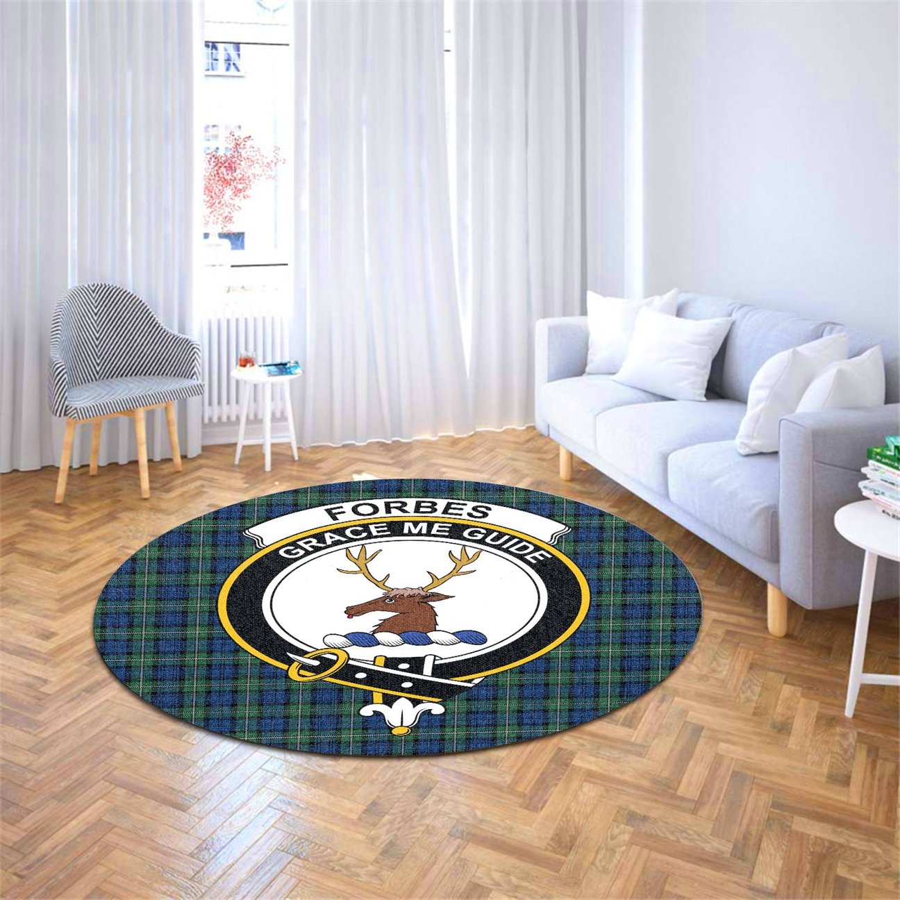 Forbes Ancient Tartan Crest Round Rug