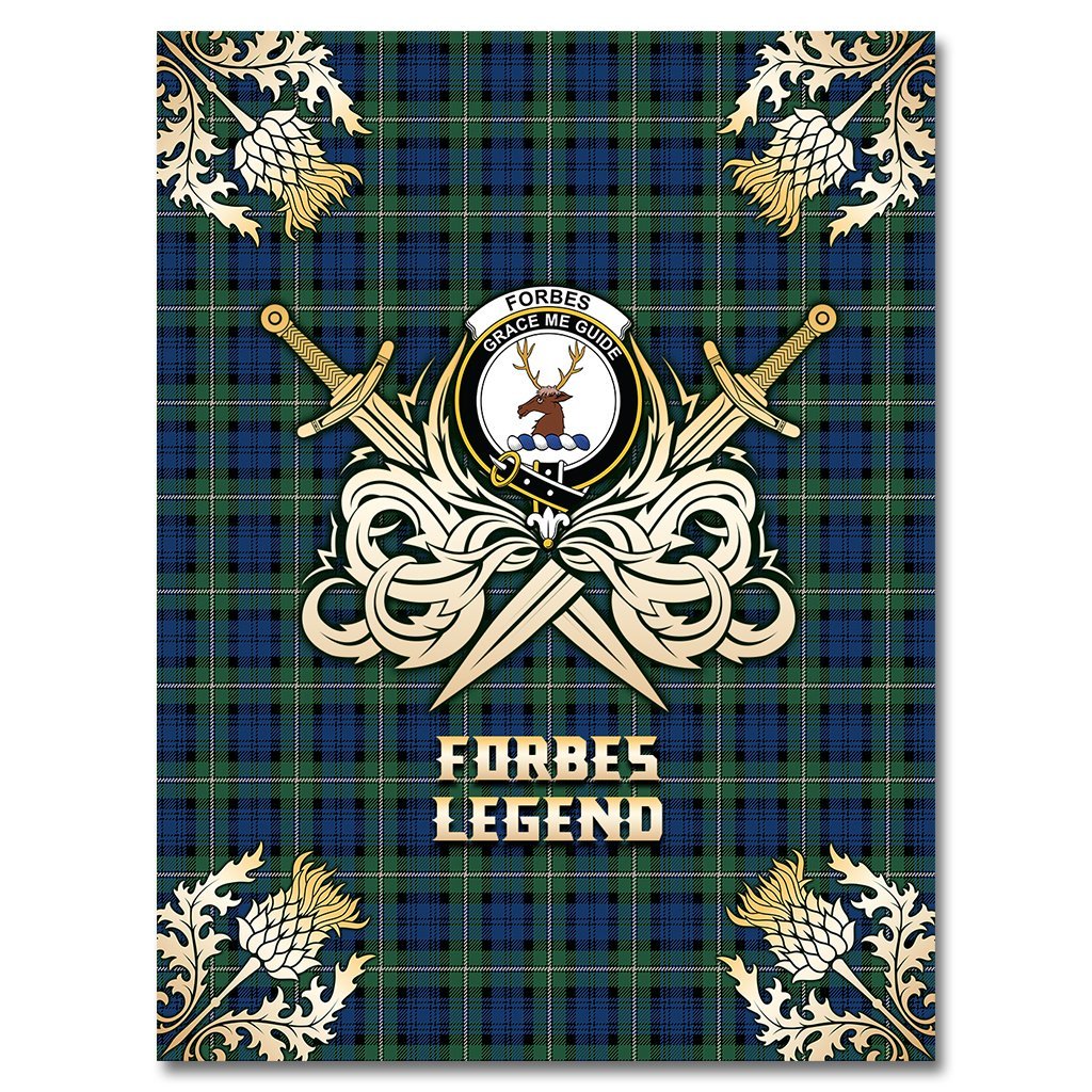 Forbes Ancient Tartan Gold Courage Symbol Blanket