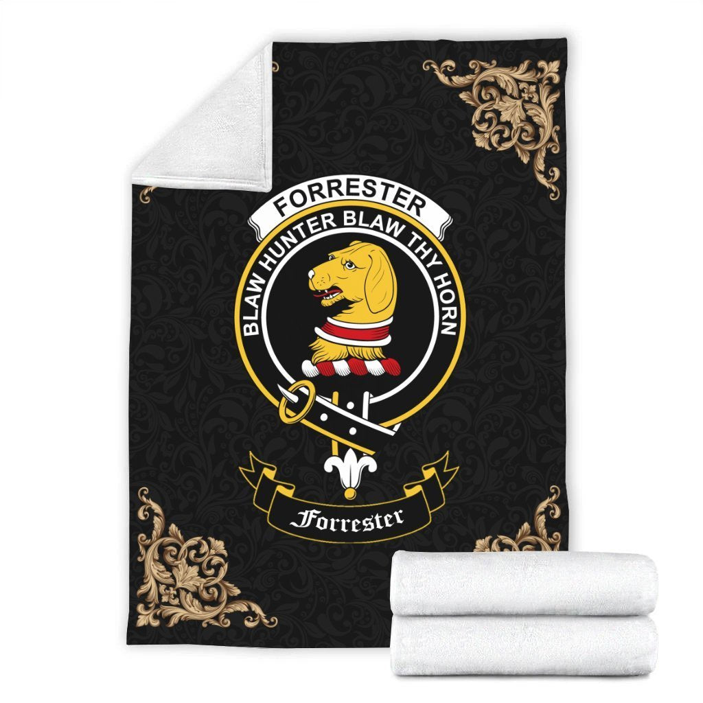 Forrester Crest Tartan Premium Blanket Black