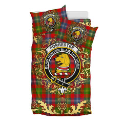 Forrester Tartan Crest Bedding Set - Golden Thistle Style