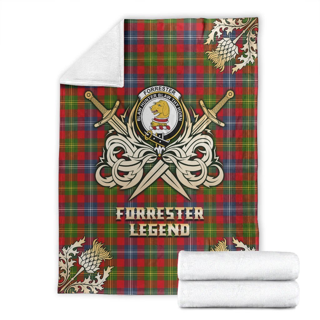 Forrester Tartan Gold Courage Symbol Blanket