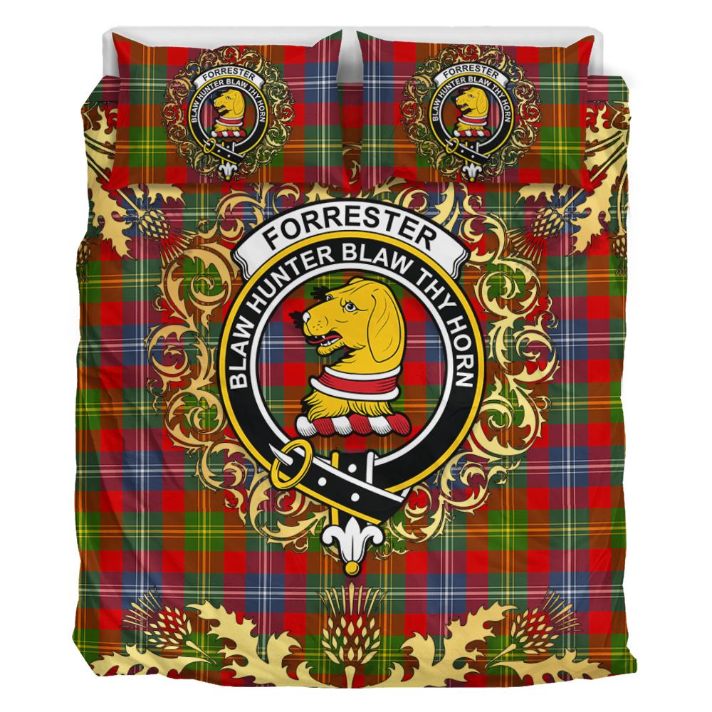 Forrester Tartan Crest Bedding Set - Golden Thistle Style