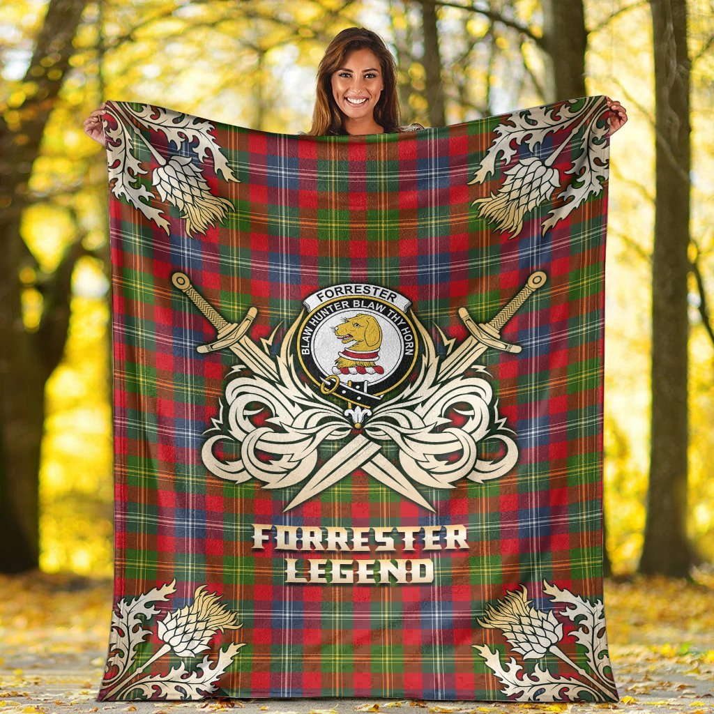 Forrester Tartan Gold Courage Symbol Blanket