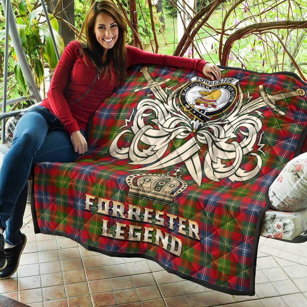 Forrester Tartan Crest Legend Gold Royal Premium Quilt