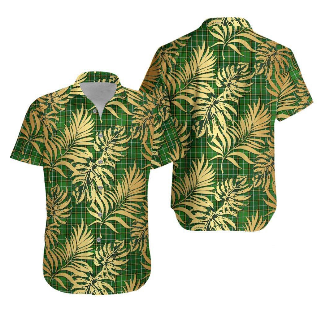Forrester or Foster Hunting Tartan Vintage Leaves Hawaiian Shirt