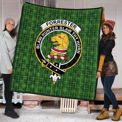 Forrester or Foster Hunting Tartan Crest Quilt