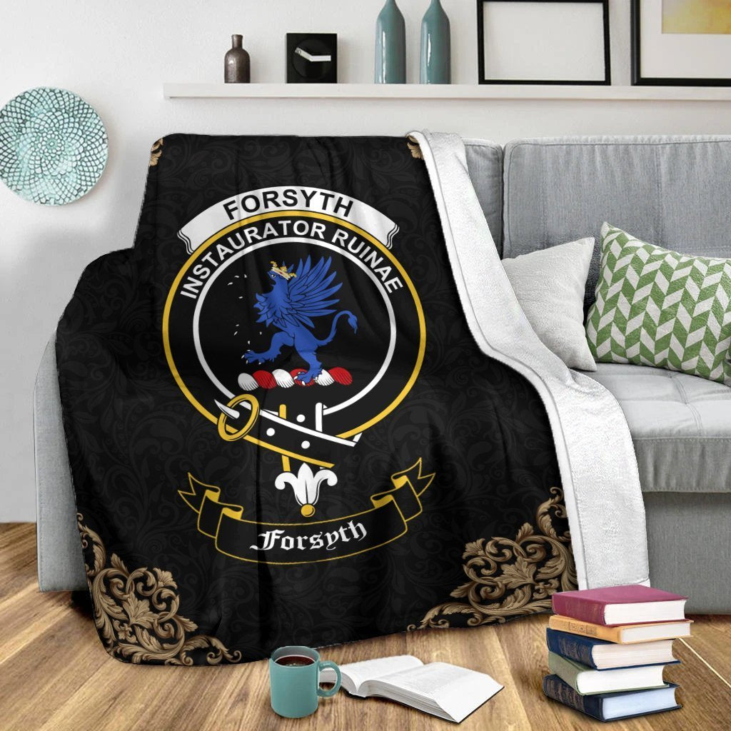 Forsyth Crest Tartan Premium Blanket Black