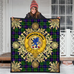 Forsyth Modern Tartan Crest Premium Quilt - Gold Thistle Style