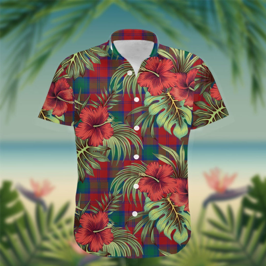 Fotheringham Tartan Hawaiian Shirt Hibiscus, Coconut, Parrot, Pineapple - Tropical Garden Shirt