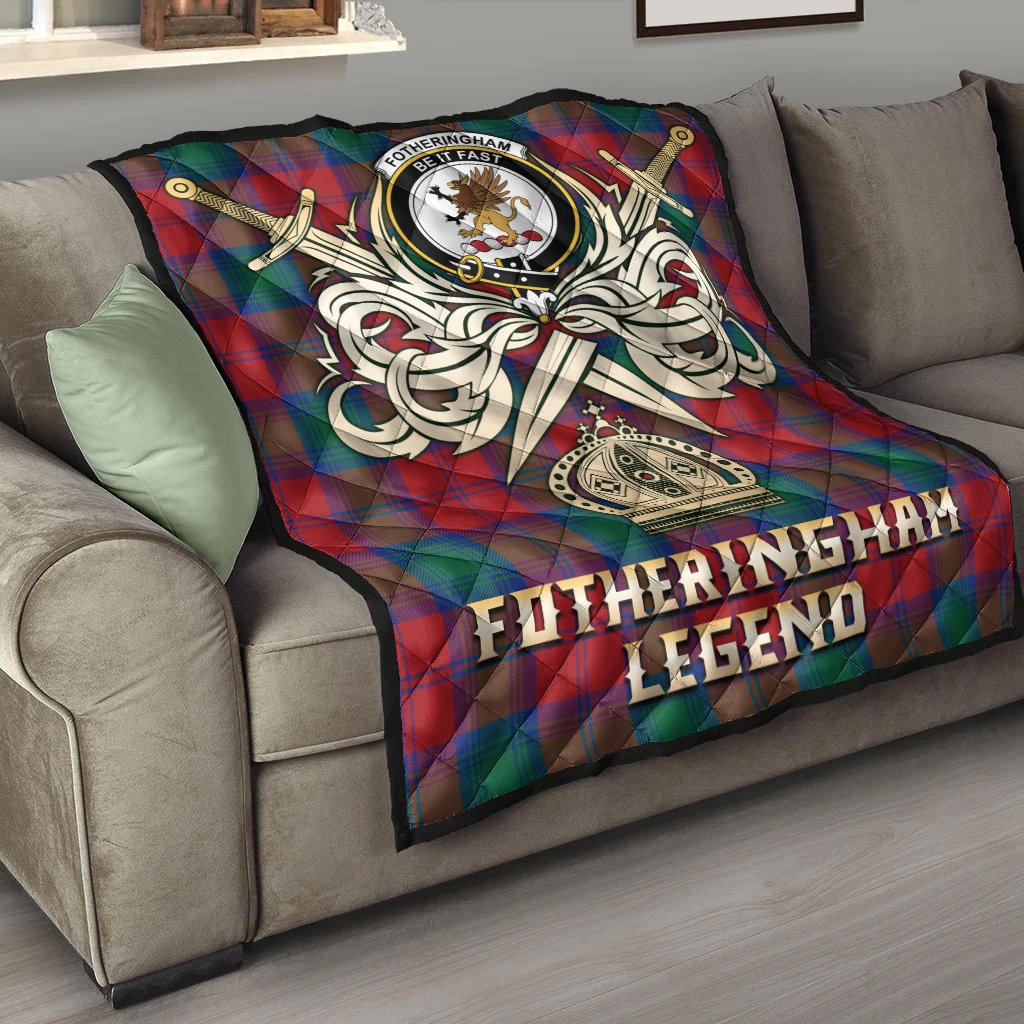 Fotheringham Modern Tartan Crest Legend Gold Royal Premium Quilt