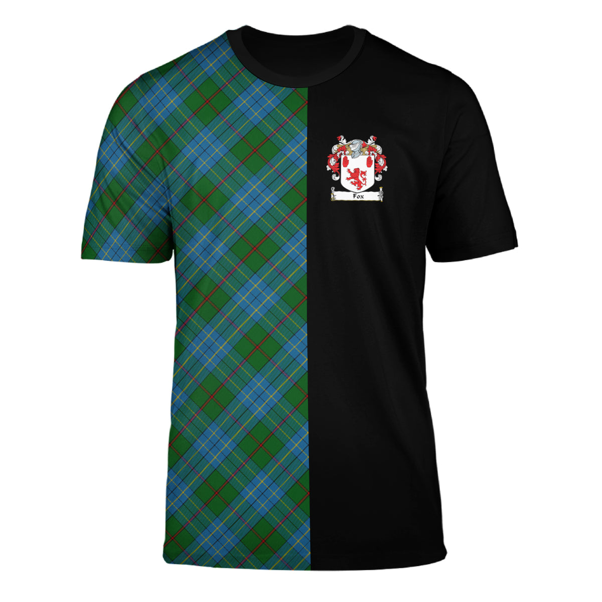 Fox Hunting Tartan T-Shirt Half of Me - Cross Style