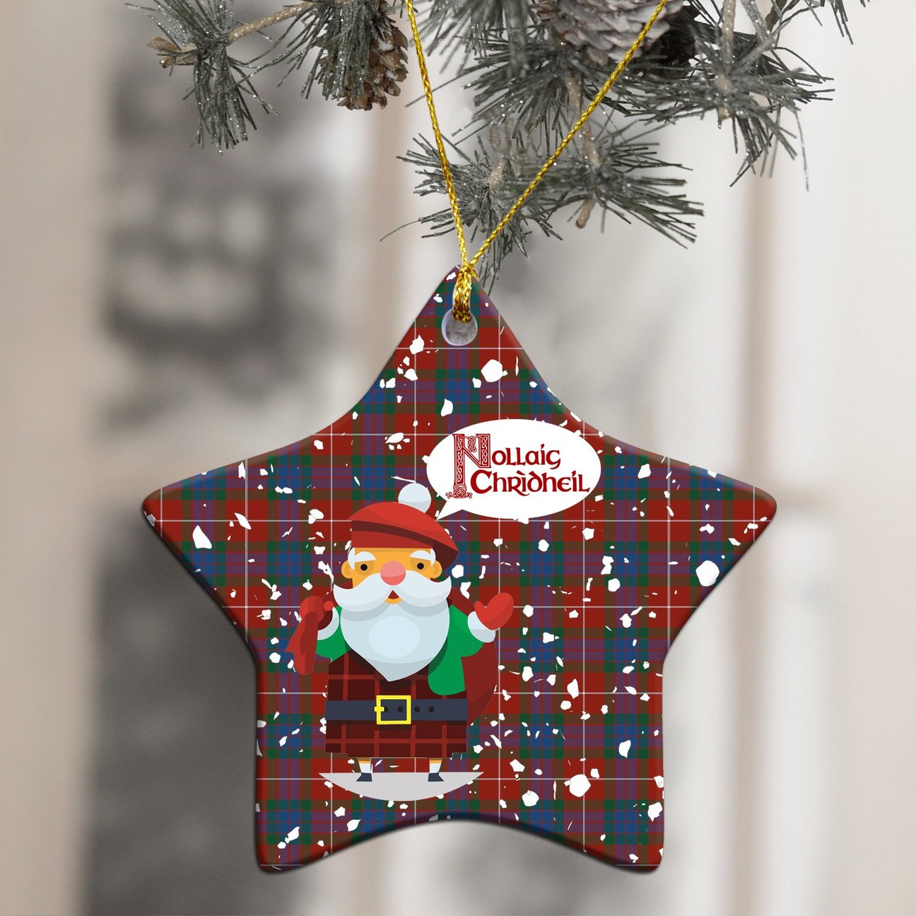 Fraser Ancient Tartan Christmas Ceramic Ornament - Santa Style