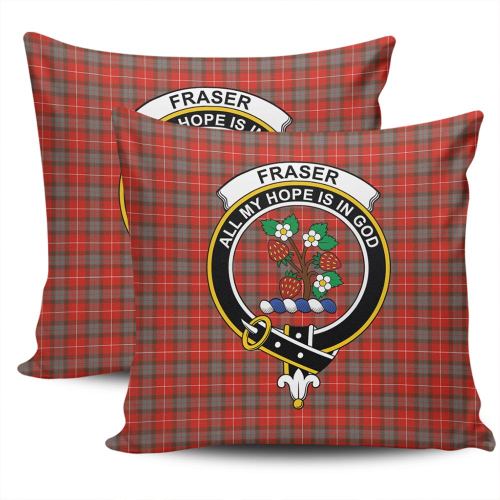 Scottish Fraser Weathered Tartan Crest Pillow Cover - Tartan Cushion Cover