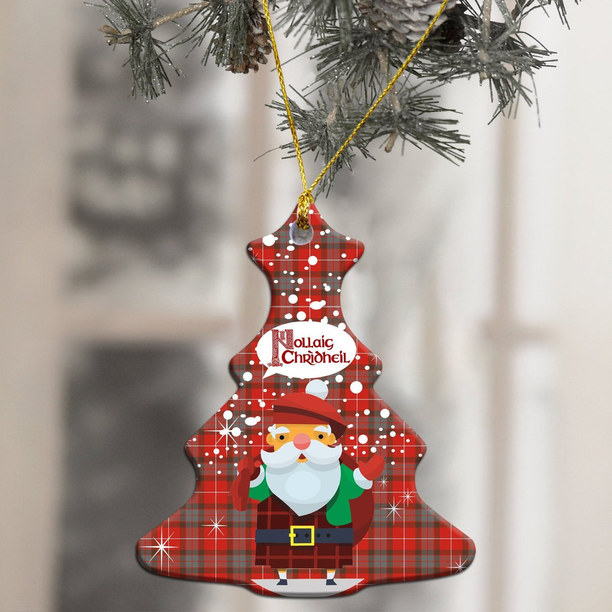 Fraser Weathered Tartan Christmas Ceramic Ornament - Santa Style
