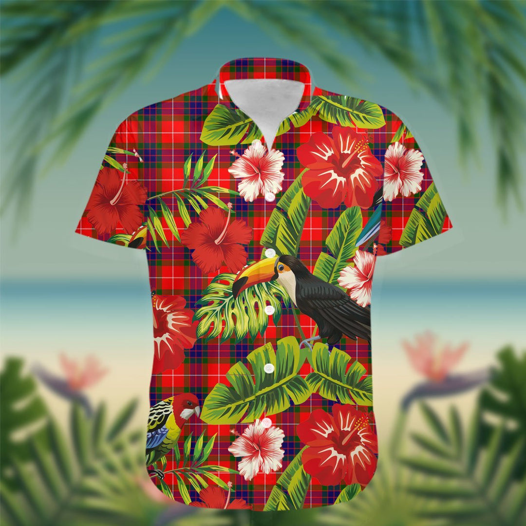Fraser Tartan Hawaiian Shirt Hibiscus, Coconut, Parrot, Pineapple - Tropical Garden Shirt
