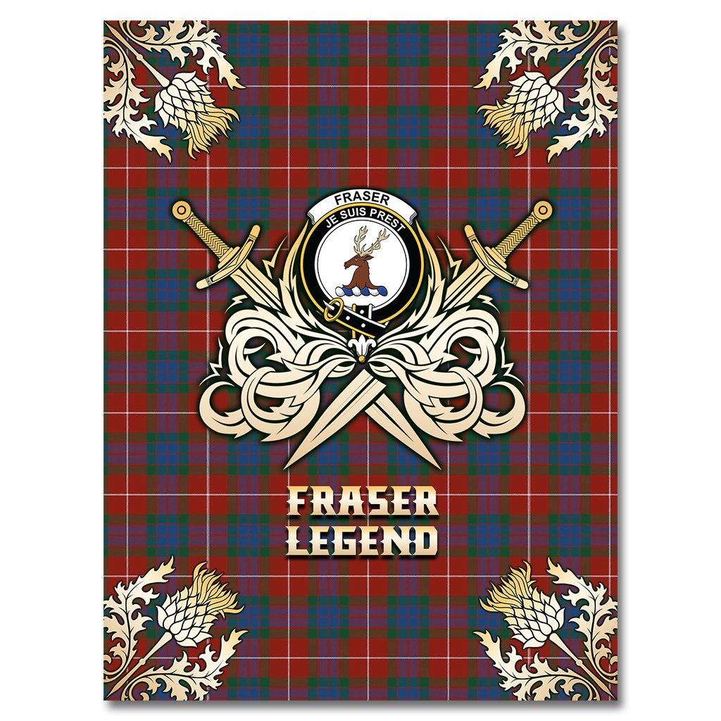 Fraser Ancient Tartan Gold Courage Symbol Blanket