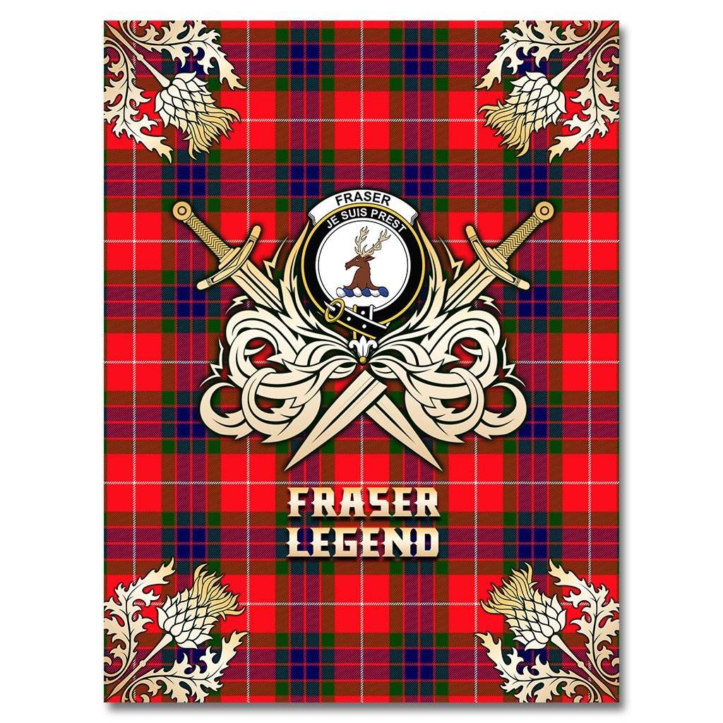 Fraser Modern Tartan Gold Courage Symbol Blanket