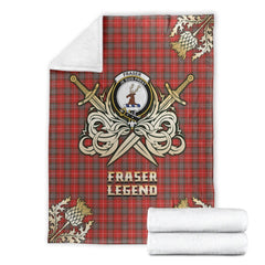 Fraser Weathered Tartan Gold Courage Symbol Blanket