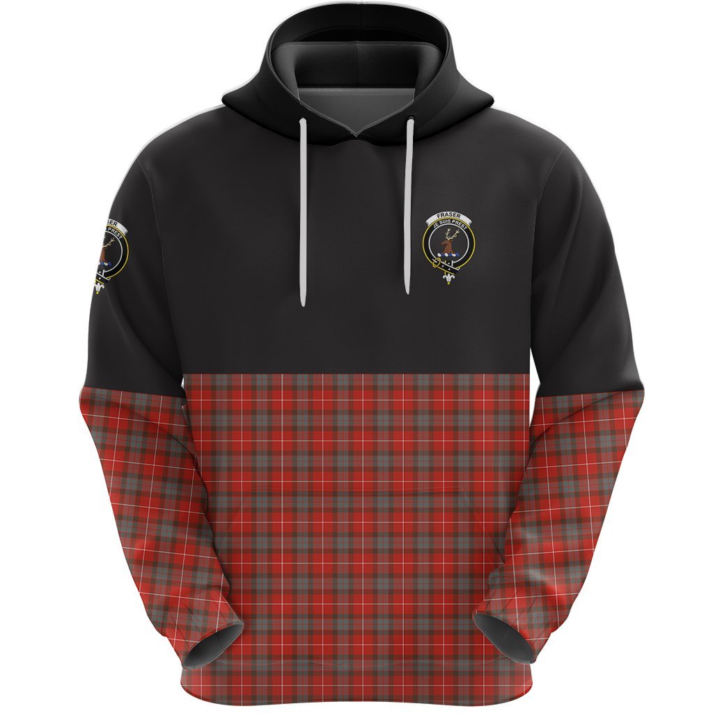Fraser Weathered Clan Half Of Tartan Hoodie