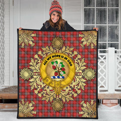 Fraser Weathered Tartan Crest Premium Quilt - Gold Thistle Style