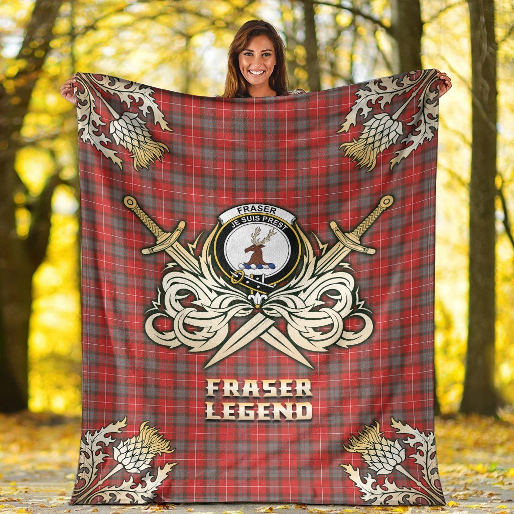 Fraser Weathered Tartan Gold Courage Symbol Blanket