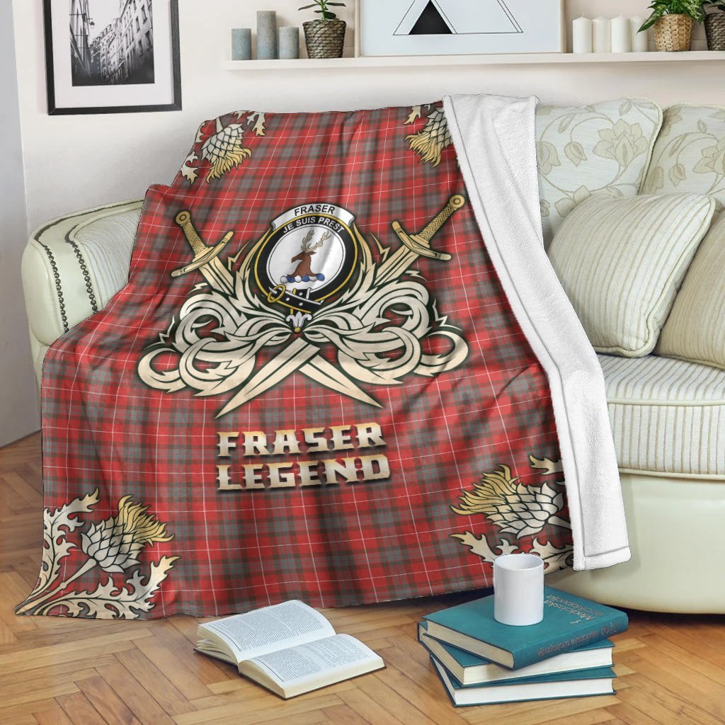 Fraser Weathered Tartan Gold Courage Symbol Blanket