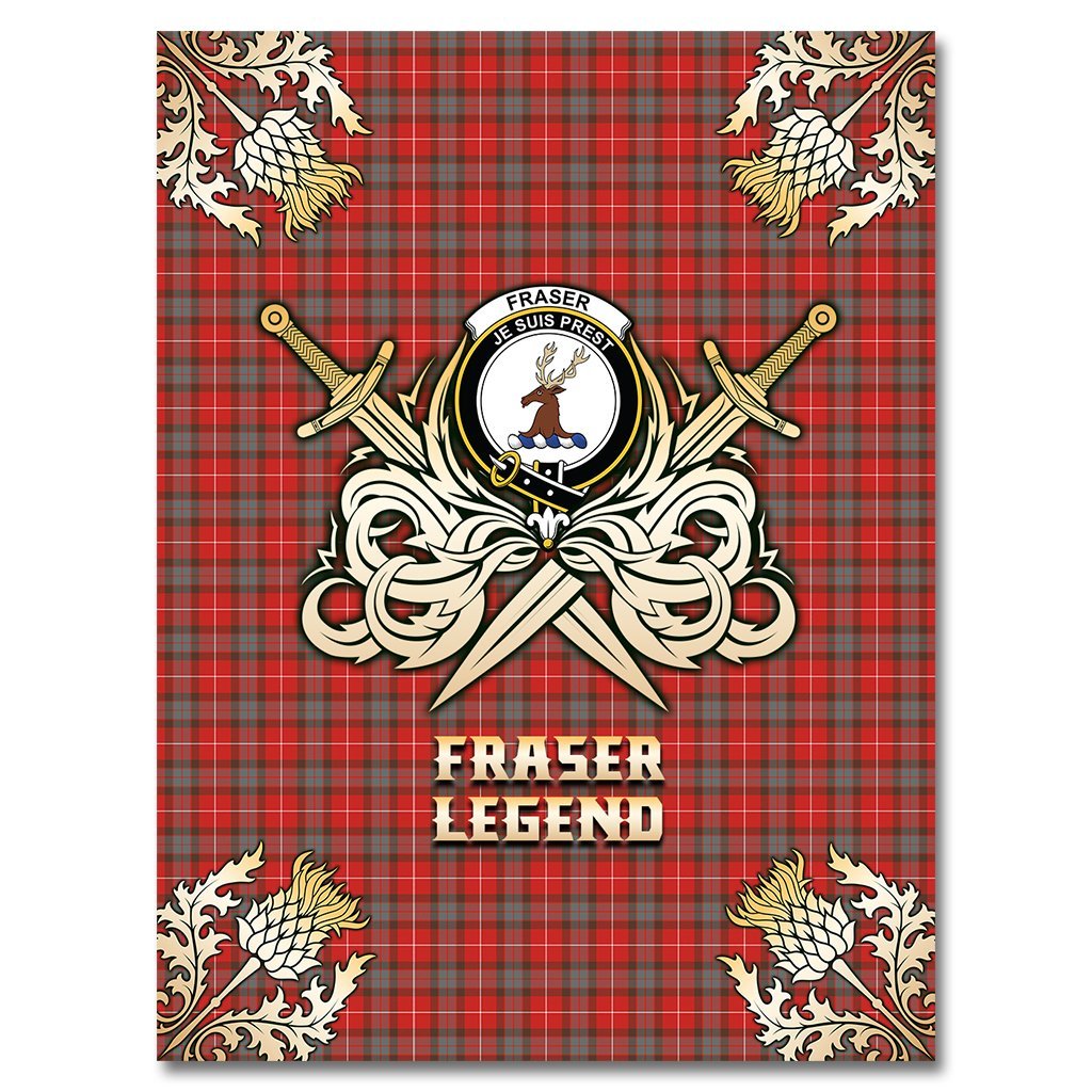 Fraser Weathered Tartan Gold Courage Symbol Blanket