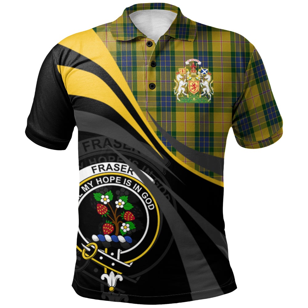 Fraser Yellow Tartan Polo Shirt - Royal Coat Of Arms Style