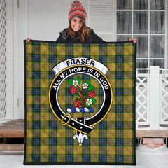 Fraser Yellow Tartan Crest Quilt