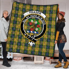 Fraser Yellow Tartan Crest Quilt