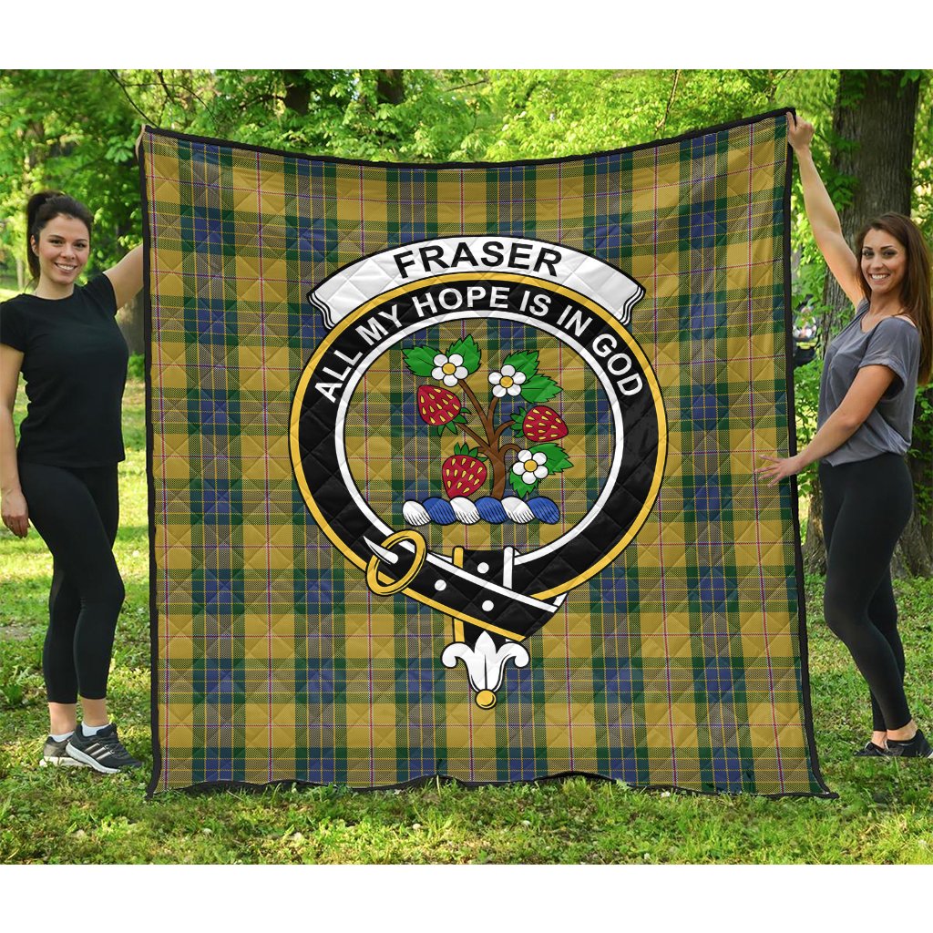 Fraser Yellow Tartan Crest Quilt