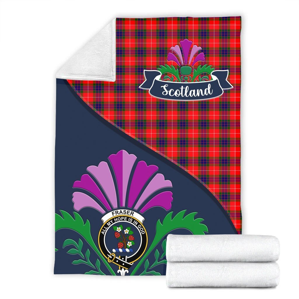 Fraser Tartan Crest Premium Blanket - Thistle Style