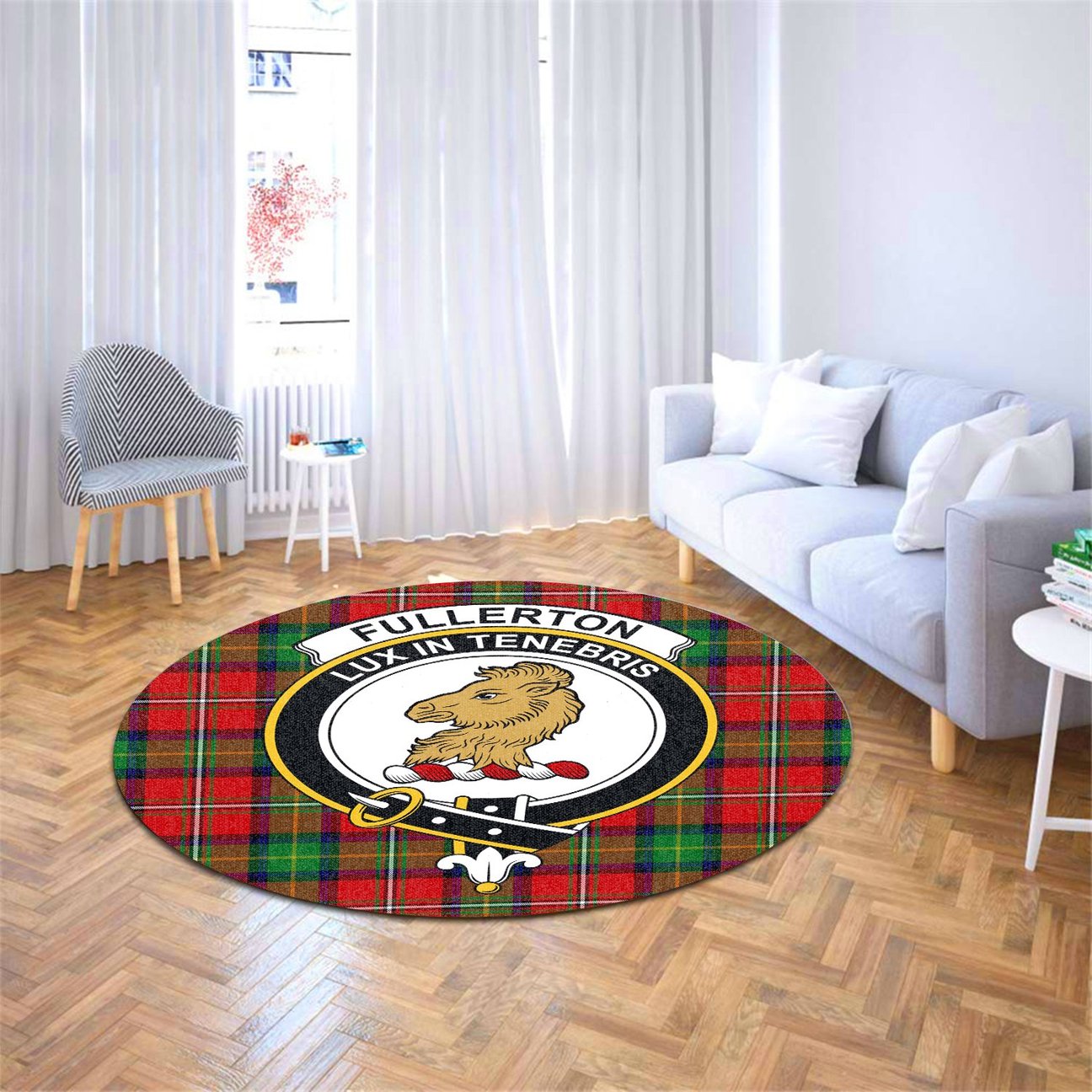 Fullerton Tartan Crest Round Rug