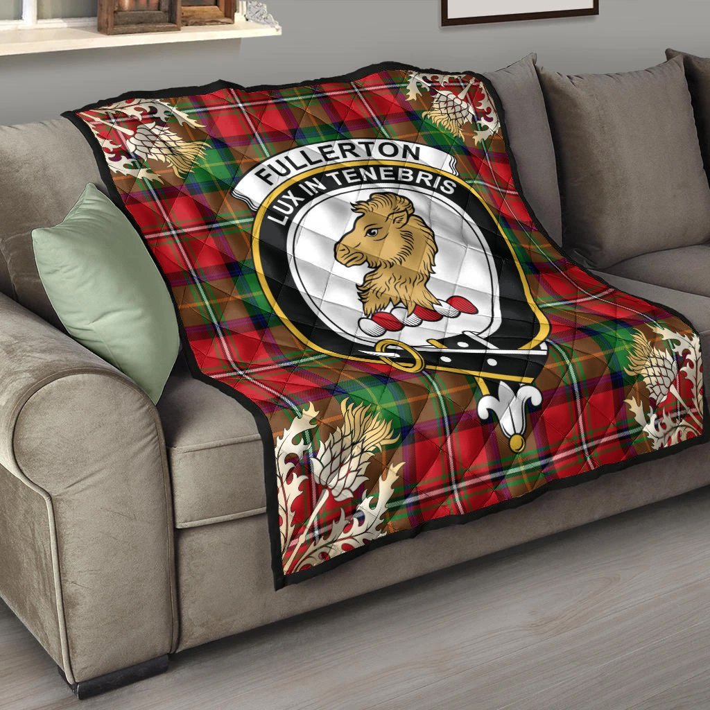 Fullerton Tartan Crest Premium Quilt - Gold Thistle Style