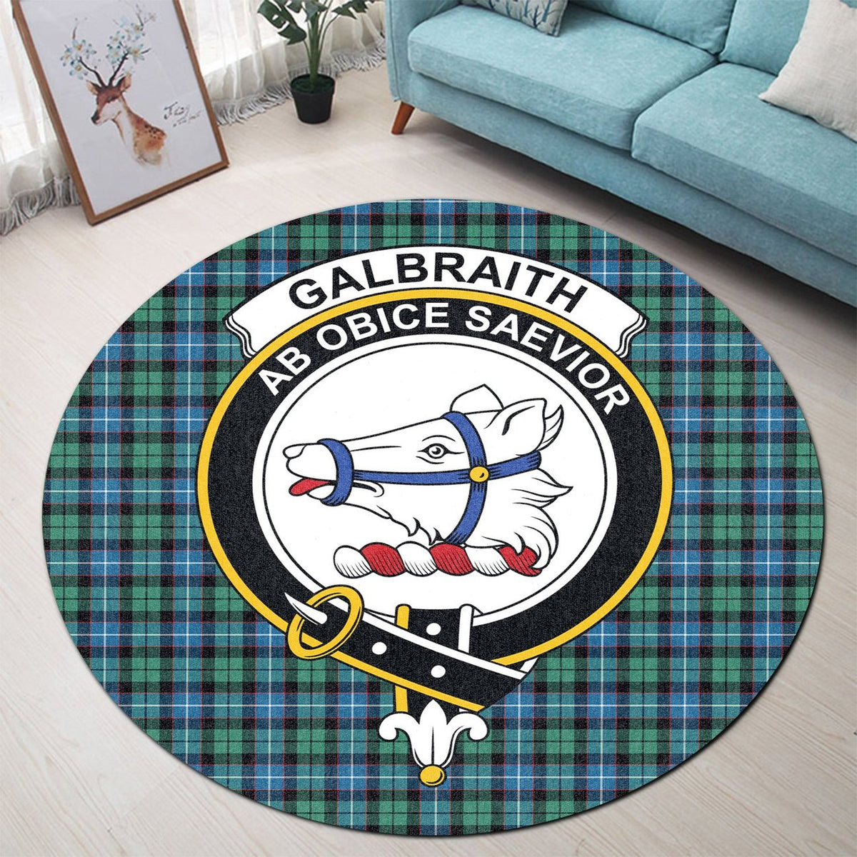 Galbraith Ancient Tartan Crest Round Rug