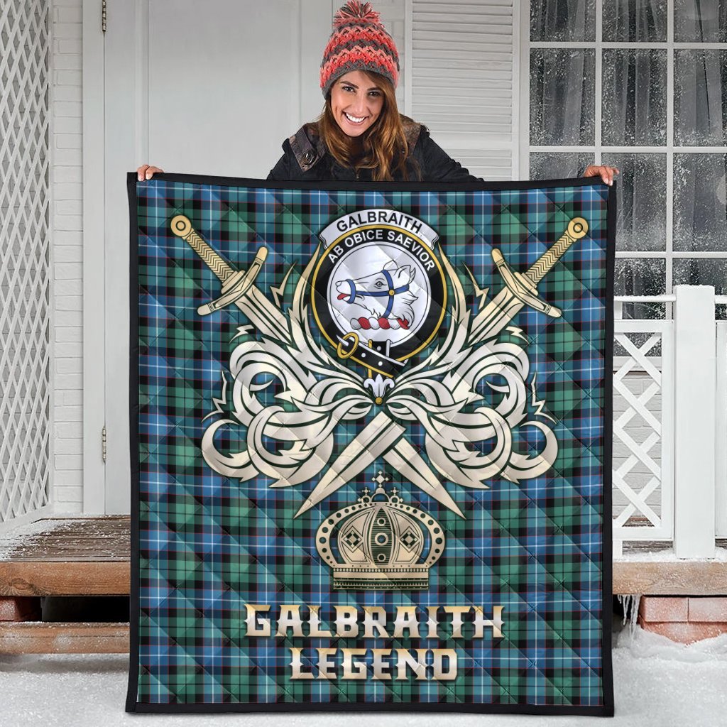 Galbraith Ancient Tartan Crest Legend Gold Royal Premium Quilt