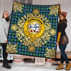 Galbraith Ancient Tartan Crest Premium Quilt - Gold Thistle Style